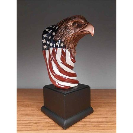 DWELLINGDESIGNS F Eagle Head With Flag Bronze Plated Resin Sculpture DW2619783